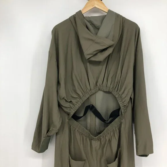 Tibi NWT Washed Viscose Utility Hoodie Jumpsuit in Moss Green LG - Picture 8 of 16